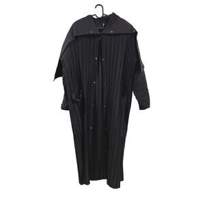 Babette Pleat Plisse Avant Garde Coat Drape Point Collar Convert to Hood